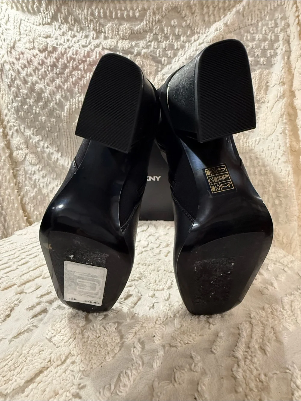 DKNY Black Knee High Block Heel Boots #711